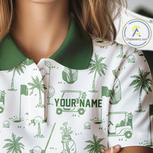 Load image into Gallery viewer, Green Womens Golf Polo Shirts, Funny Golf Icons Athetic Shirt, Golf Gifts For Men NBT481