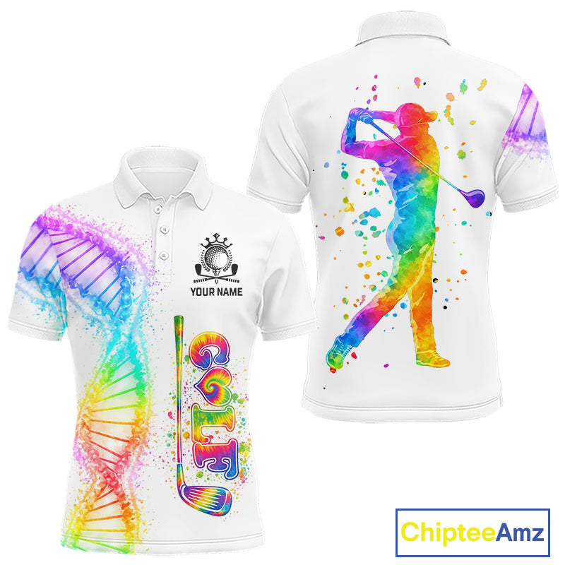 Custom Rainbow Color Golf Lover Women's Polo Shirt, It's in my DNA Shirt, Golf Gifts NBT483