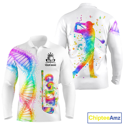 Custom Rainbow Color Golf Lover Women's Polo Shirt, It's in my DNA Shirt, Golf Gifts NBT483