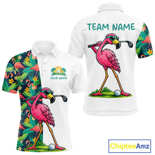 Load image into Gallery viewer, Funny Flamingo Mens Golf Polo Shirts Colorful Tropical Flamingo Custom Name, Golf Gifts  NBT487