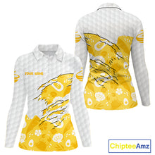 Load image into Gallery viewer, Custom Yellow Summer Pattern Womens Golf Polo Shirts Summer Golf Shirt For Vacation, Golf Team Shirt NBT732