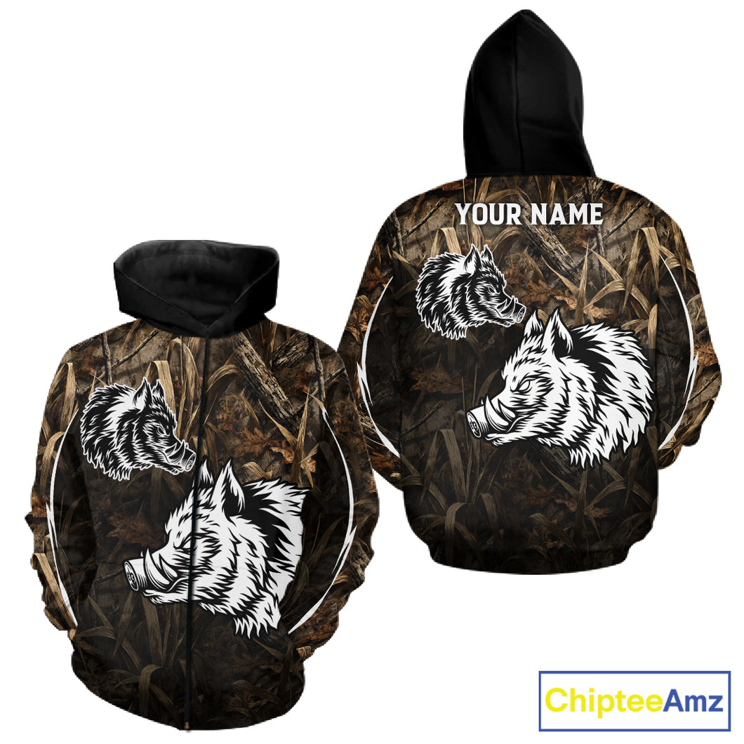 Custom Boar Hunting Full Camouflage 3D All Over Printed Shirts , Best Gift Ideas for Hunter NBT225