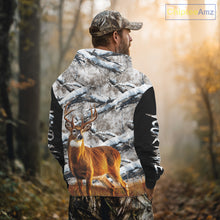 Load image into Gallery viewer, Winter Whitetail Deer Camo Hunting Hoodie 3D All Over Printed Long Sleeves Hunting Shirt For Men NBT335