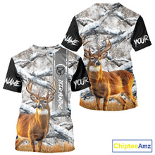 Load image into Gallery viewer, Winter Whitetail Deer Camo Hunting Hoodie 3D All Over Printed Long Sleeves Hunting Shirt For Men NBT335