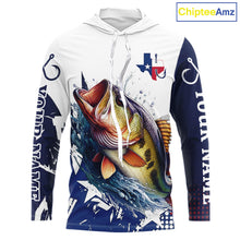 Load image into Gallery viewer, Bass Fishing 3D Texas Flag Western Shirts Customize Bass Fishing Hooded Jerseys, Sun Protection Shirts NBT738