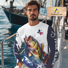 Load image into Gallery viewer, Bass Fishing 3D Texas Flag Western Shirts Customize Bass Fishing Jerseys, Sun Protection Shirts NBT738
