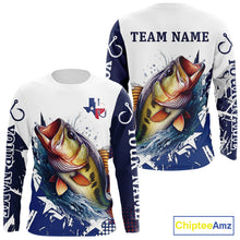 Load image into Gallery viewer, Bass Fishing 3D Texas Flag Western Shirts Customize Bass Fishing Jerseys, Sun Protection Shirts NBT738