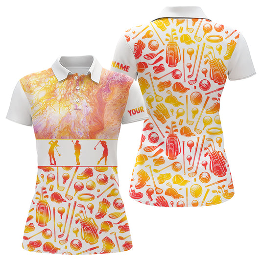 Womens Golf Polo Shirts Custom Name Marble Color, Personalized Golf Shirt For Women NBT502