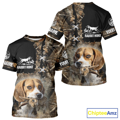 Rabbit Hunting Forest Camo 3D All Over Printed Custom Name Shirt, Rabbit Hunting Gifts NBT141
