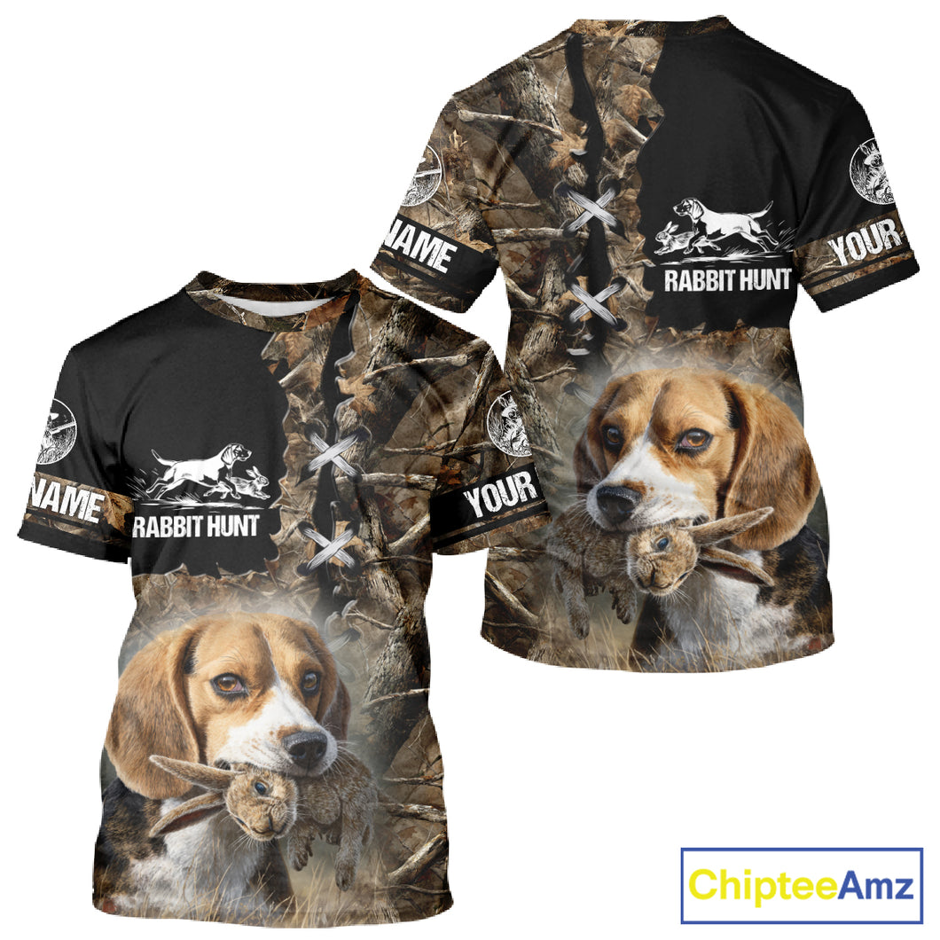 Rabbit Hunting Forest Camo 3D All Over Printed Custom Name Shirt, Rabbit Hunting Gifts NBT141