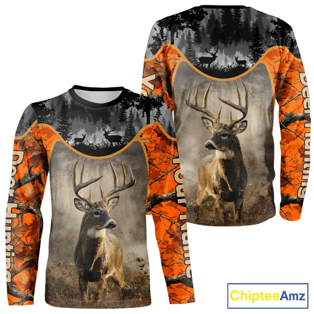 Custom 3D Deer Hunting Orange Camouflage Shirts for Men, Best Hunting Gifts for Hunters NBT231