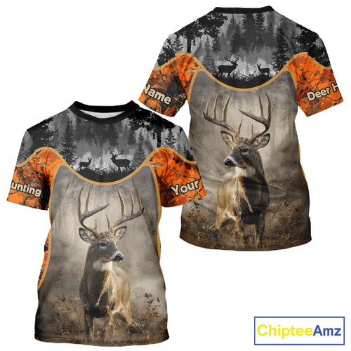 Custom 3D Deer Hunting Orange Camouflage Shirts for Men, Best Hunting Gifts for Hunters NBT231