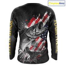 Load image into Gallery viewer, Walleye Custom Made Fishing Shirts, American Flag Walleye Fishing Shirts Long Sleeve NBT430