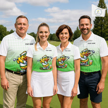 Load image into Gallery viewer, Funny Duck Golf Polo Shirt For Men, Cute Duck With Beer Print Shirt, Sporty Animal Golf Gift|Green NBT623