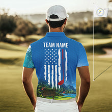 Load image into Gallery viewer, Funny Rooster American Flag Mens Golf Polo Shirts, Funny Team Golf Shirts, Golf Gifts NBT751