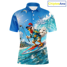 Load image into Gallery viewer, Funny Rooster American Flag Mens Golf Polo Shirts, Funny Team Golf Shirts, Golf Gifts NBT751