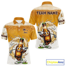 Load image into Gallery viewer, Custom Beer Golf Polo Shirt, Funny Beer Bottle Golfer Polo, Golf Team Name Shirt Beer Lover Golf Gift NBT752
