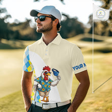 Load image into Gallery viewer, Funny Rooster Hawaiian Mens Golf Polo Shirt, Argyle Golf Shirt For Men, Golf Lover Gift Shirt NBT754