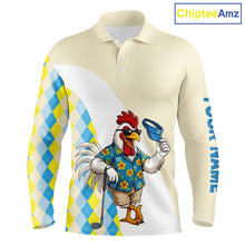 Load image into Gallery viewer, Funny Rooster Hawaiian Mens Golf Polo Shirt, Argyle Golf Shirt For Men, Golf Lover Gift Shirt NBT754