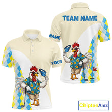 Load image into Gallery viewer, Funny Rooster Hawaiian Mens Golf Polo Shirt, Argyle Golf Shirt For Men, Golf Lover Gift Shirt NBT754
