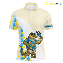 Load image into Gallery viewer, Funny Alligator Hawaiian Mens Golf Polo Shirt, Argyle Golf Shirt For Men, Golf Lover Gift Shirt NBT755