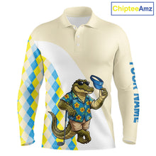 Load image into Gallery viewer, Funny Alligator Hawaiian Mens Golf Polo Shirt, Argyle Golf Shirt For Men, Golf Lover Gift Shirt NBT755