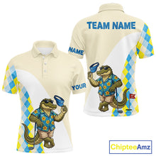 Load image into Gallery viewer, Funny Alligator Hawaiian Mens Golf Polo Shirt, Argyle Golf Shirt For Men, Golf Lover Gift Shirt NBT755