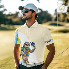 Load image into Gallery viewer, Funny Sloth Hawaiian Mens Golf Polo Shirt, Argyle Golf Shirt For Men, Golf Lover Gift Shirt NBT756