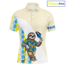 Load image into Gallery viewer, Funny Sloth Hawaiian Mens Golf Polo Shirt, Argyle Golf Shirt For Men, Golf Lover Gift Shirt NBT756