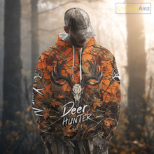 Load image into Gallery viewer, Deer Hunting Orange Camo Deer Skull Full Printing Custom Name Shirts, Custom Deer Hunting Shirt NBT144