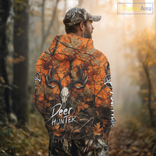 Load image into Gallery viewer, Deer Hunting Orange Camo Deer Skull Full Printing Custom Name Shirts, Custom Deer Hunting Shirt NBT144