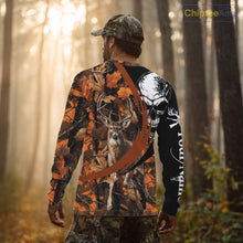 Load image into Gallery viewer, Deer Hunting Orange Camouflage Skull 3D Custom Name Shirts, Camouflage Deer Hunting Gifts NBT238