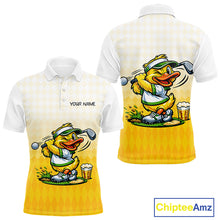 Load image into Gallery viewer, Funny Duck Golf Polo Shirt For Men, Cute Duck With Beer Print Shirt, Sporty Animal Golf Gift NBT516