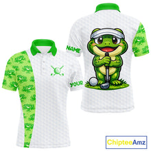 Load image into Gallery viewer, Funny Frog Green Mens Golf Polo Shirt Custom Men Golf Top, Personalized Golf Gifts NBT517