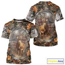 Load image into Gallery viewer, Deer Hunting Camo Hoodie American Flag Long Sleeve 3D Shirt Men Camo Hoodie NBT293