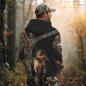 Duck Hunting with German Wirehaired Pointer Dog Camo Custom Name Shirts, Duck Hunting Shirts for Hunter NBT157