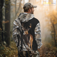 Load image into Gallery viewer, Personalized Whitetail Deer Hunting 3D All Over Printed Hoodie Winter Camo Long Sleeve for Men, Women NBT296