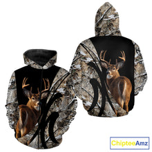 Load image into Gallery viewer, Personalized Whitetail Deer Hunting 3D All Over Printed Hoodie Winter Camo Long Sleeve for Men, Women NBT296
