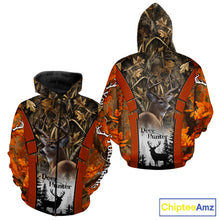 Load image into Gallery viewer, Customized Name Whitetail Deer Hunting Orange Camo Hoodie 3D Shirt, Gift for Hunters NBT297