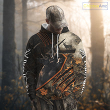 Load image into Gallery viewer, Whitetail Deer Hunting Clothes Custom Name Hoodie Autumn Leaves Camo Hunting Long Sleeve Shirt NBT298