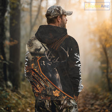 Load image into Gallery viewer, Whitetail Deer Hunting Clothes Custom Name Hoodie Autumn Leaves Camo Hunting Long Sleeve Shirt NBT298
