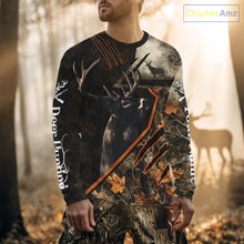 Load image into Gallery viewer, Whitetail Deer Hunting Clothes Custom Name Hoodie Autumn Leaves Camo Hunting Long Sleeve Shirt NBT298