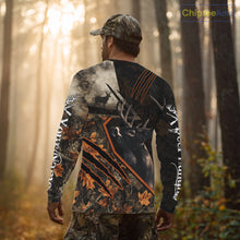 Load image into Gallery viewer, Whitetail Deer Hunting Clothes Custom Name Hoodie Autumn Leaves Camo Hunting Long Sleeve Shirt NBT298
