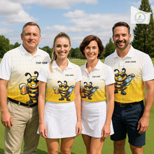 Load image into Gallery viewer, Funny Bee Golf Polo Shirt For Men, Cute Bee With Beer Print Shirt, Sporty Animal Golf Gift|Yellow NBT663