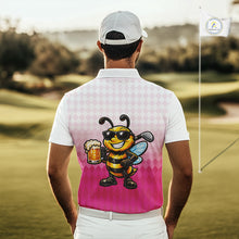 Load image into Gallery viewer, Funny Bee Golf Polo Shirt For Men, Cute Bee With Beer Print Shirt, Sporty Animal Golf Gift|Pink NBT666