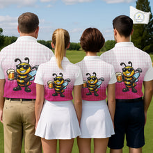 Load image into Gallery viewer, Funny Bee Golf Polo Shirt For Men, Cute Bee With Beer Print Shirt, Sporty Animal Golf Gift|Pink NBT666