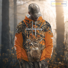 Load image into Gallery viewer, Whitetail Deer Hunting 3D Full Orange Camo Shirt Custom Name Best Gift for Hunters NBT249