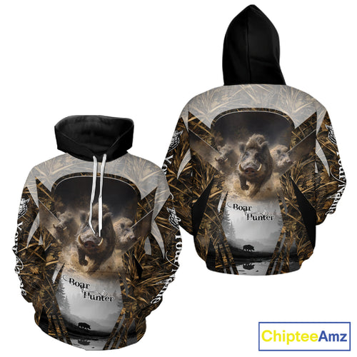 Beautiful Custom Camo Boar Hunting Shirt With Full All Over 3D Printing For Boar Hunters NBT162