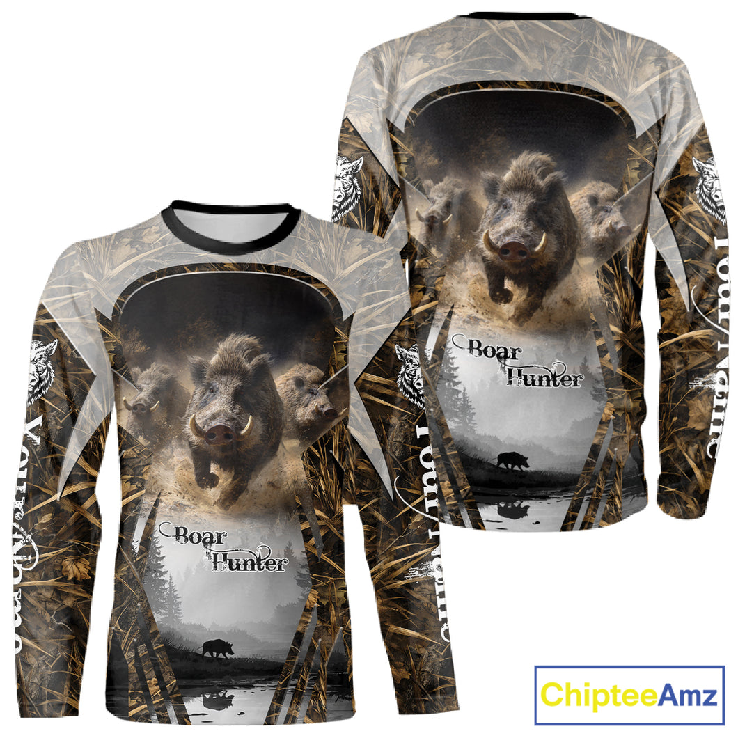 Beautiful Custom Camo Boar Hunting Shirt With Full All Over 3D Printing For Boar Hunters NBT162