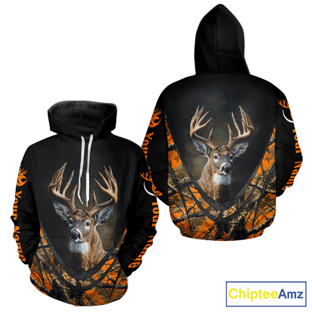 Deer Hunting Shirt Orange Camo 3D Custom Name, Season Deer Hunting, Hunting Gifts for Men NBT251